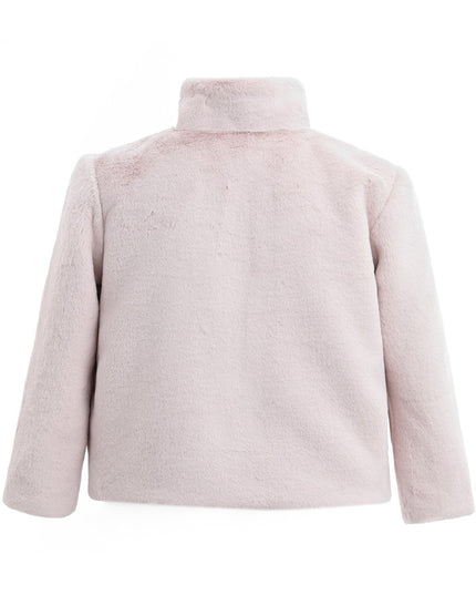 kids atelier tulleen Pink Plush Asymmetrical Coat for cold‑weather