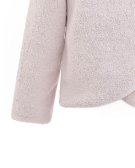 kids atelier tulleen Pink Plush Asymmetrical Coat for cold‑weather