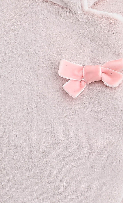 kids atelier tulleen Pink Plush Asymmetrical Coat for cold‑weather