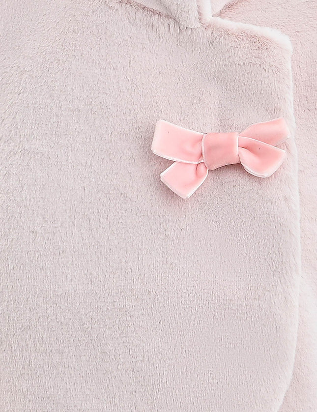 kids atelier tulleen Pink Plush Asymmetrical Coat for cold‑weather
