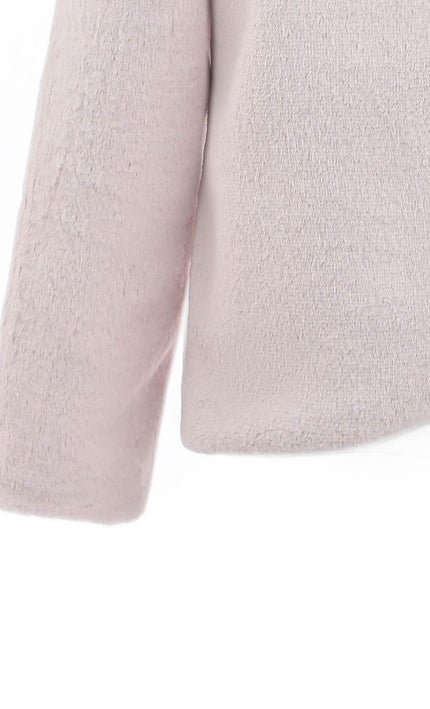 kids atelier tulleen Pink Plush Asymmetrical Coat for cold‑weather