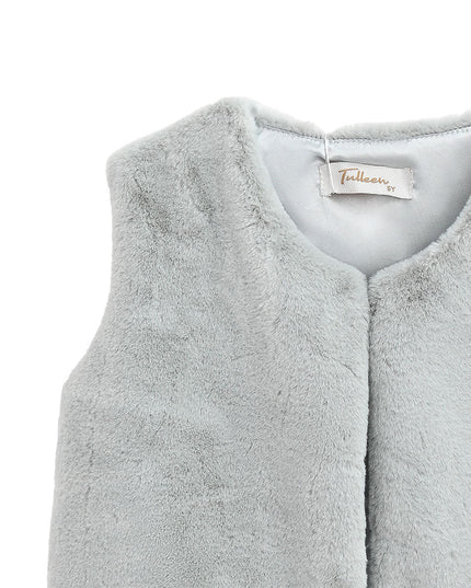 Kids atelier tulleen gray Plush Fur Vest