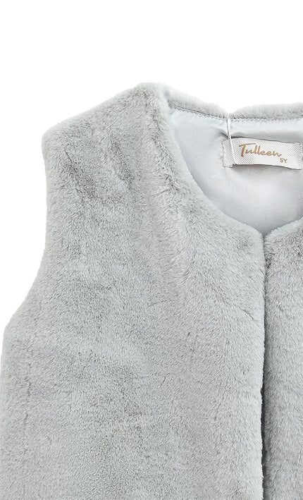 Kids atelier tulleen gray Plush Fur Vest