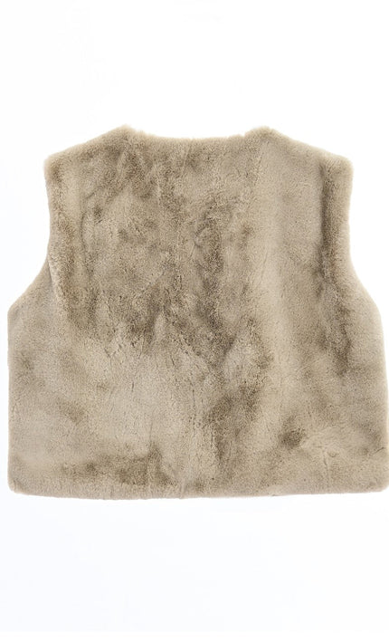kids atelier tulleen Beige Plush Fur Vest