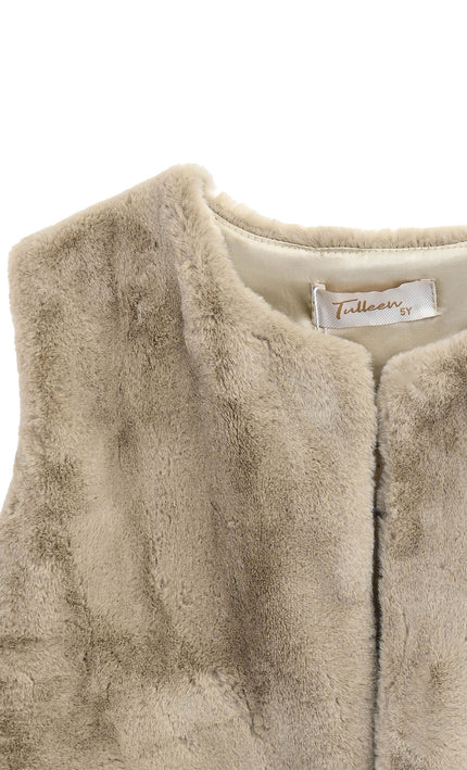 kids atelier tulleen Beige Plush Fur Vest