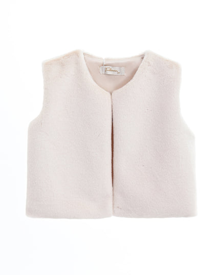 kids atelier tulleen Ivory Plush Fur Vest