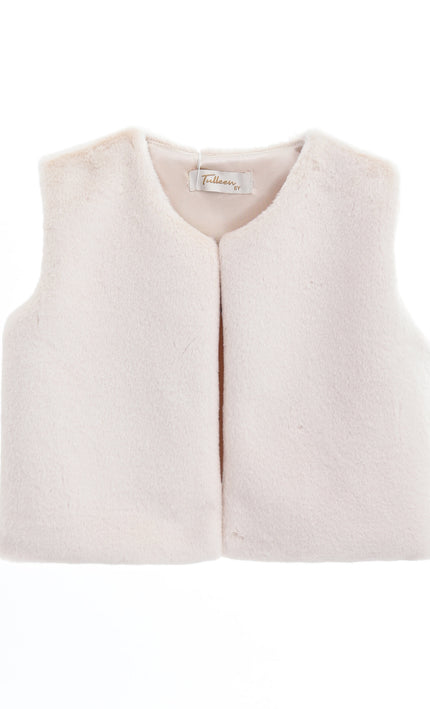 kids atelier tulleen Ivory Plush Fur Vest