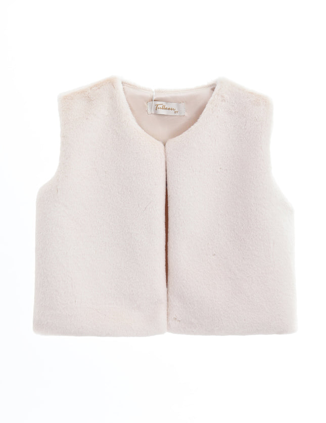 kids atelier tulleen Ivory Plush Fur Vest