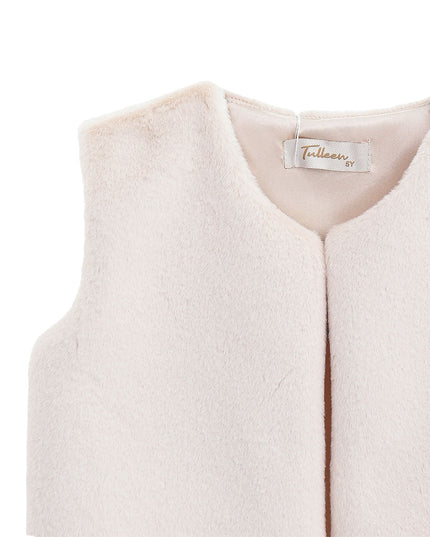 kids atelier tulleen Ivory Plush Fur Vest