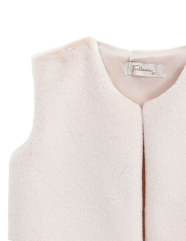 kids atelier tulleen Ivory Plush Fur Vest