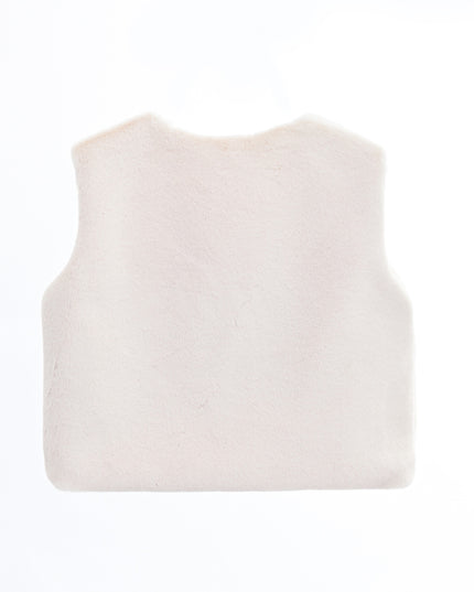 kids atelier tulleen Ivory Plush Fur Vest