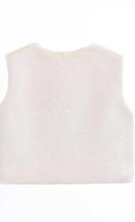 kids atelier tulleen Ivory Plush Fur Vest