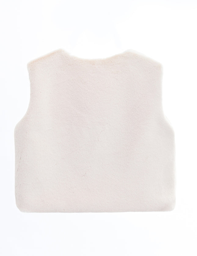 kids atelier tulleen Ivory Plush Fur Vest