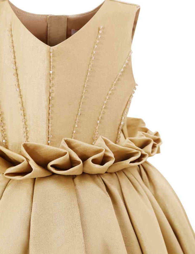 kids atelier tulleen Gold Ruffle Waist Formal Dress