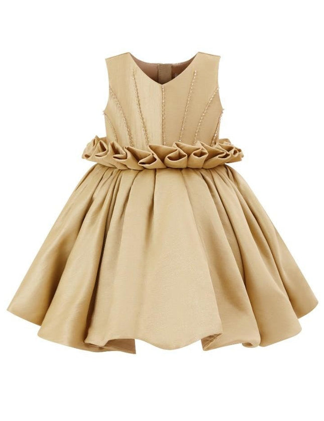 kids atelier tulleen Gold Ruffle Waist Formal Dress