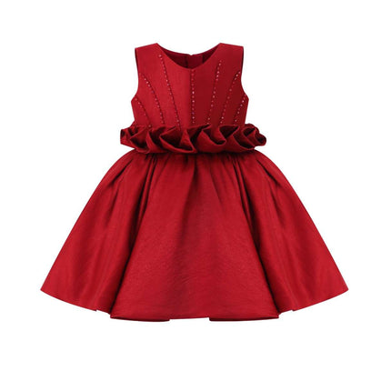 kids atelier tulleen Red Ruffle Waist Formal Dress