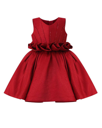 kids atelier tulleen Red Ruffle Waist Formal Dress