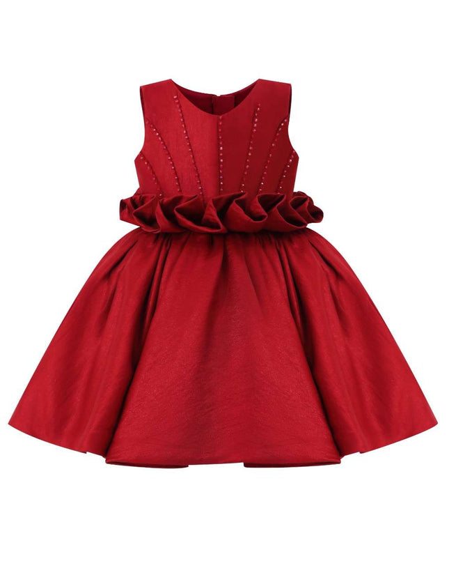 kids atelier tulleen Red Ruffle Waist Formal Dress