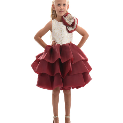 Burgundy Ladera Tiered Ruffle Dress