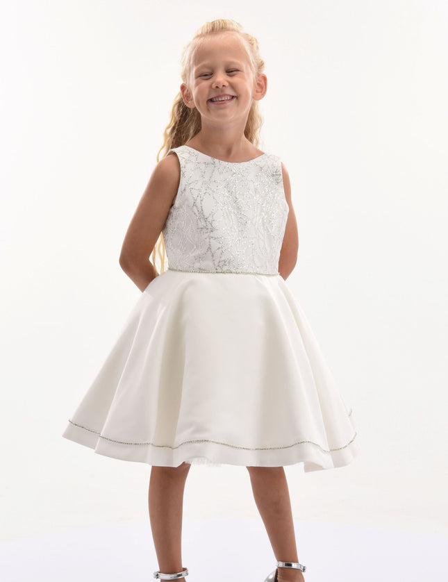 Cream Sleeveless Embroidered Dress