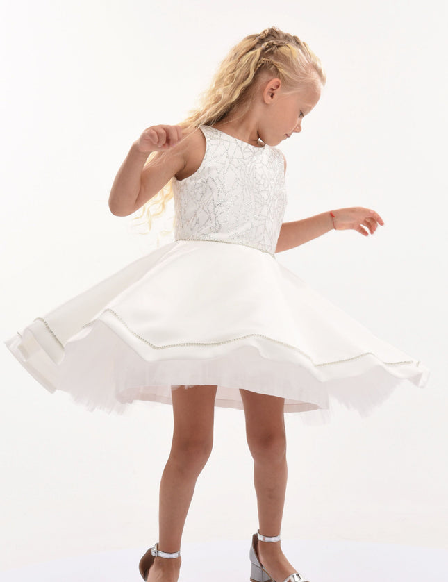 Cream Sleeveless Embroidered Dress