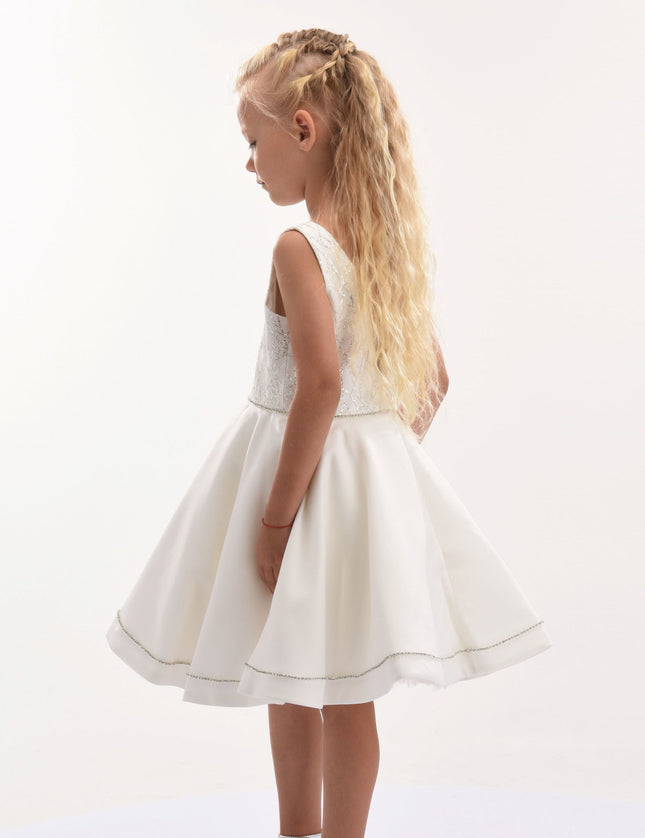 Cream Sleeveless Embroidered Dress