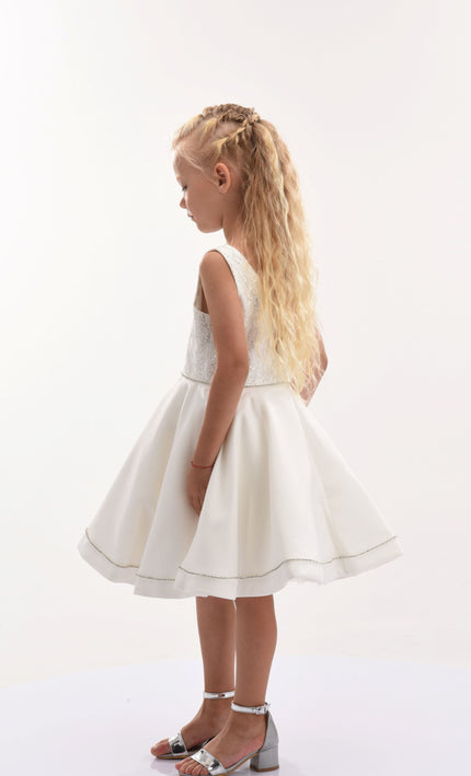 Cream Sleeveless Embroidered Dress
