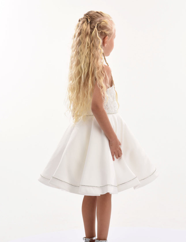 Cream Sleeveless Embroidered Dress