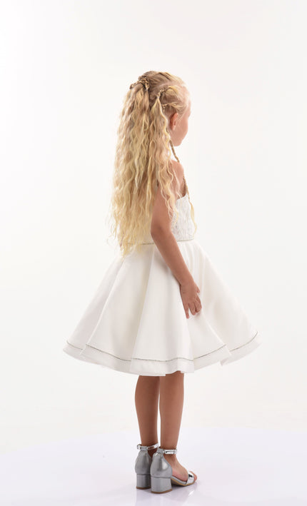 Cream Sleeveless Embroidered Dress