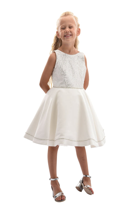 Cream Sleeveless Embroidered Dress