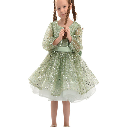 Green Pradera Glimmer Tulle Bow Dress