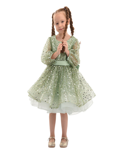 Green Pradera Glimmer Tulle Bow Dress