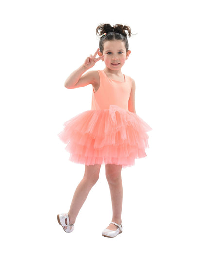 kidsatelier-tulleen-MTL321-Pinkish Orange-coral-solid-tutu-dress