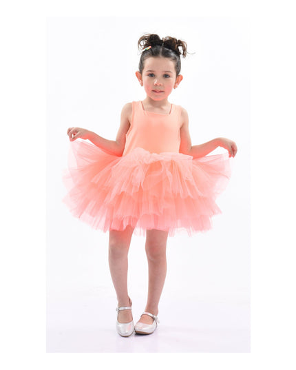 kidsatelier-tulleen-MTL321-Pinkish Orange-coral-solid-tutu-dress