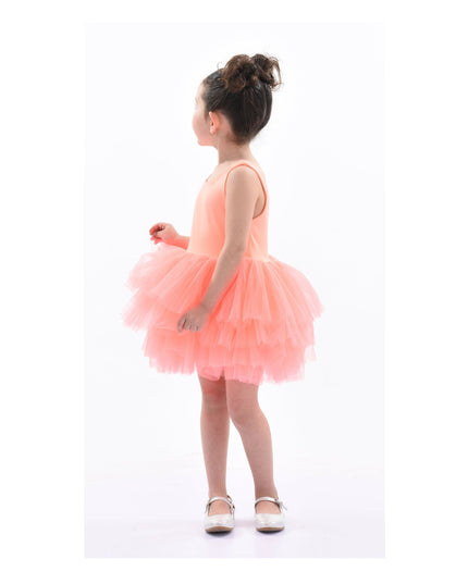 kidsatelier-tulleen-MTL321-Pinkish Orange-coral-solid-tutu-dress