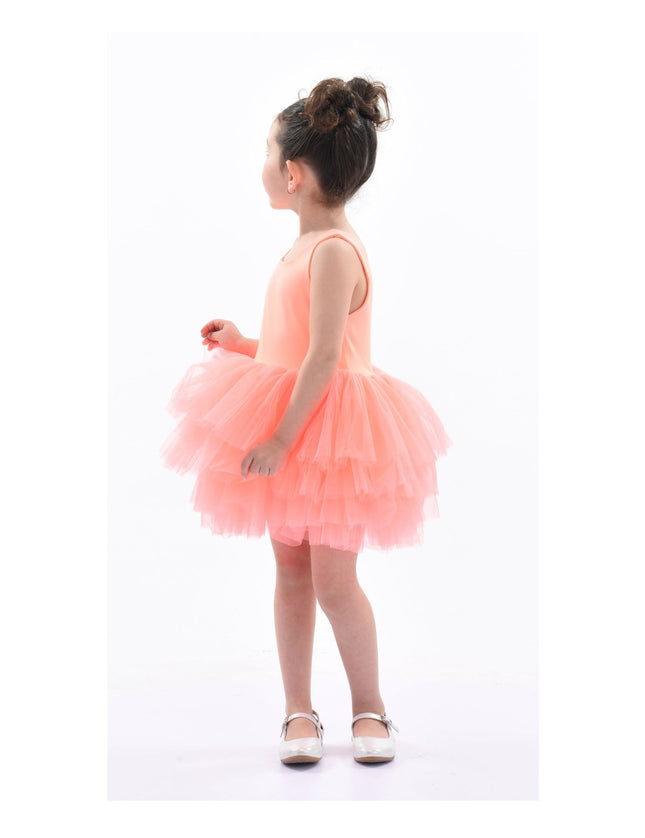 kidsatelier-tulleen-MTL321-Pinkish Orange-coral-solid-tutu-dress
