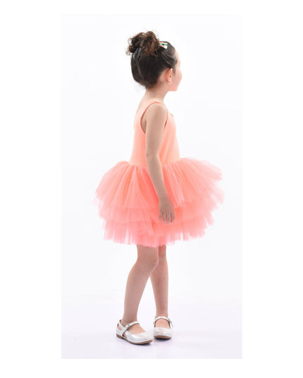 kidsatelier-tulleen-MTL321-Pinkish Orange-coral-solid-tutu-dress