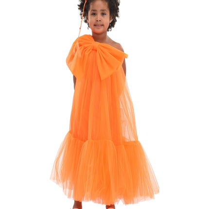 Orange Maggi Neon Bow Tulle Dress