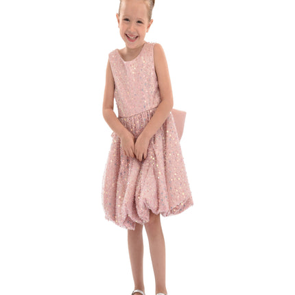 Pink Peach Ainsley Sequin Bow Dress