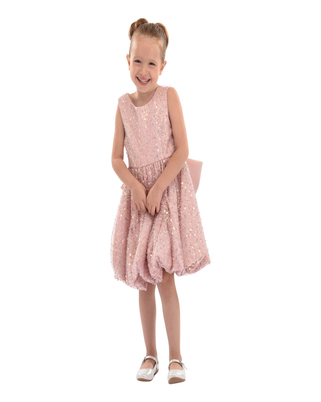 Pink Peach Ainsley Sequin Bow Dress