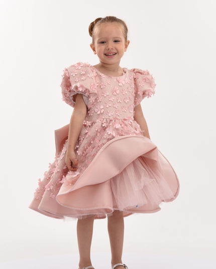 Pink Peach Moneta Floral Bow Dress