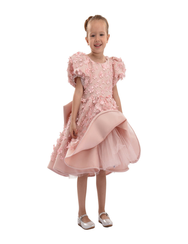 Pink Peach Moneta Floral Bow Dress