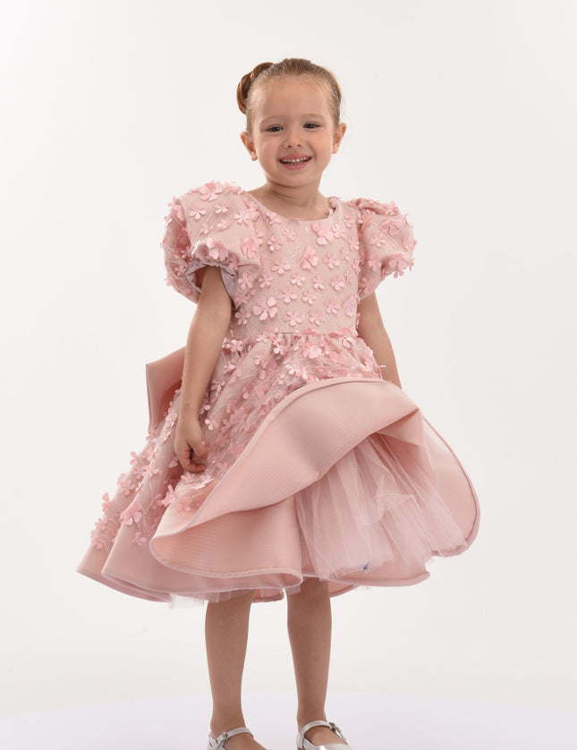 Pink Peach Moneta Floral Bow Dress