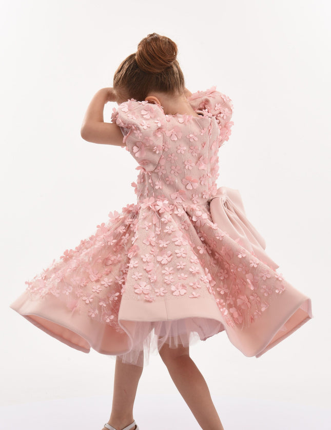 Pink Peach Moneta Floral Bow Dress