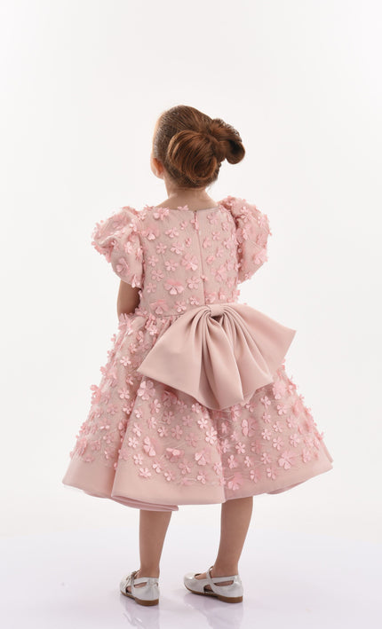 Pink Peach Moneta Floral Bow Dress