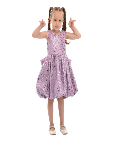 Purple Ainsley Sequin Bow Dress