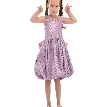 Purple Ainsley Sequin Bow Dress