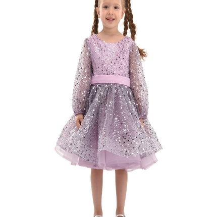 Purple Pradera Glimmer Tulle Bow Dress