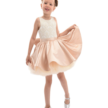 Rose Gold Elwood Satin Bow Dress