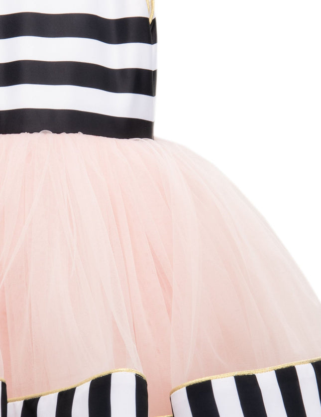 kidsatelier-tulleen-SS18307-BLACK PINK-black-white-striped-sleeveless-tulle-dress